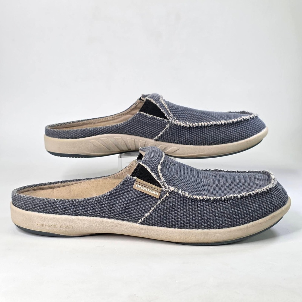Gecko Man Walk Hero Orthotic Slippers Men's 11 Canvas Blue Slip On Mules Shoes